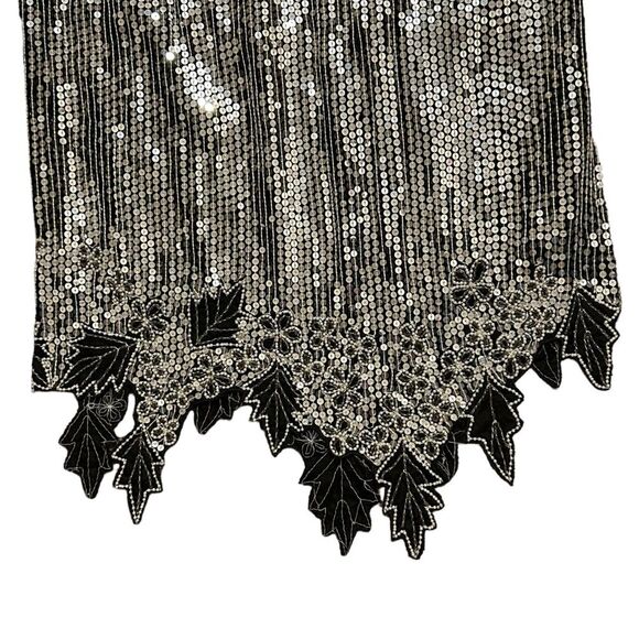 GUNIT Vintage Black/Silver Sequin Pearl Silk Skirt S - Picture 7 of 12